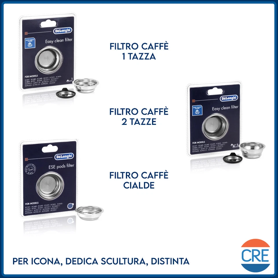 DELONGHI Filtro Caffè Crema 1 Tazza / 2 Tazze / Cialde ESE per ICONA, DEDICA, .. - Immagine 1 di 1