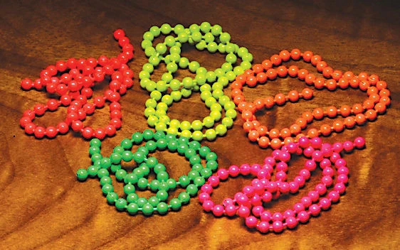 Bead Chain FLUORESCENT Medium Hareline USA Fluo Kugelketten Augen Superpreis - Bild 1 von 1