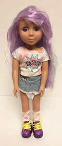Glitzer Mädchen Luma 15" Puppe Vinyl lila Haare Augen Original Outfit Schuhe K5 - Bild 1 von 3