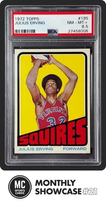 JULIUS ERVING PSA 8.5 1972 TOPPS BASQUETE #195 TOP NOVATO 30% APELO VISUAL RC - Imagem 1 de 4