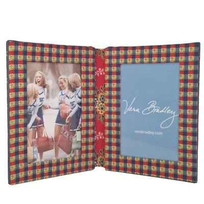Marco de fotos doble floral a cuadros tela acolchada Vera Bradley EMILY Foto 1 de 4