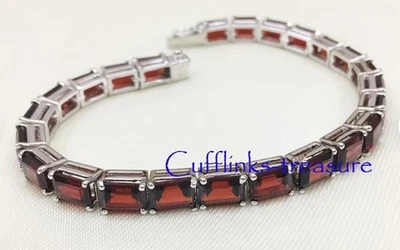 Pulsera de piedras preciosas de granate natural con plata de ley 925 para mujer #9 Foto 1 de 4