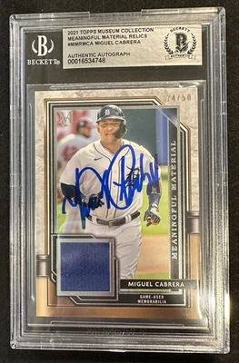 Miguel Cabrera Signed 2021 Topps Museum Collection Relic /50 BGS Authentic - Image 1 of 2