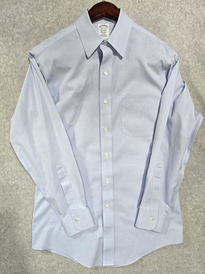 Camisa Brooks Brothers Para Hombre 14.5-32 Azul Calce Clásico Algodón Supima Sin Hierro Foto 1 de 4
