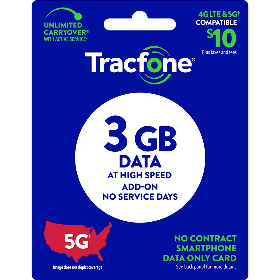 Tarjeta de datos Tracfone $10 - 3 GB (tarjeta física) Foto 1 de 1