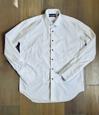 Saks Fifth Avenue Men's White Slim Fit Tuxedo Dress Shirt French Cuff 16 32/33 - Image 1 of 4