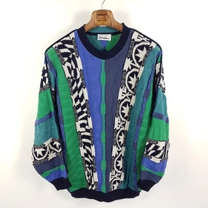 Vintage Carlo Colucci Pullover Herren Gr. 50 Mehrfarbig Bunt 90s Retro Sweater - Picture 1 of 10