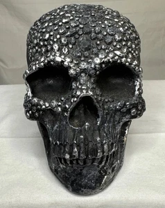 Dekorativer menschlicher Schädel schwarz Gothic Deko 3 lbs 5x7,5x6,3" hoch Halloween - Bild 1 von 14