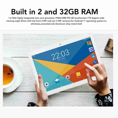 (Gold UK Plug)10 Inch Tablet Dual SIM Octa Core 2GB 32GB Dual Cameras Speakers - Image 1 of 4