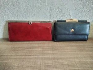 Organizer portafoglio pelle anguilla rossa 8" con chiusura Kisslock + portafoglio 7" ETIENNE AIGNER - Foto 1 di 15
