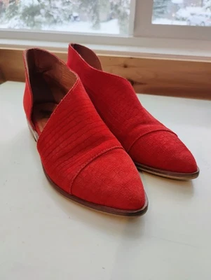 Free People Royal Darsay Flats Suede Crocodile Skin Reddish Orange EU38 US8 - Imagem 1 de 4