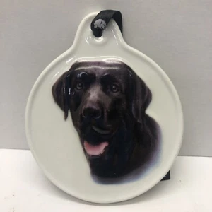Black Labrador Retriever Christmas Ornament Ceramic 3” - Picture 1 of 2
