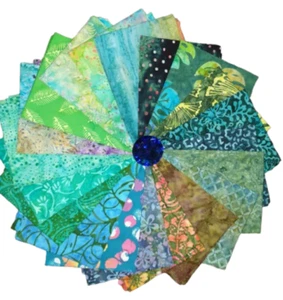 Batik Fabric Cotton Quilting 20 x Metric Fat Quarter  - Green - Picture 1 of 3