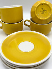 Vintage Vera Neumann Mikasa Yellow Crocus Ceramic Cup and Saucer Set of 4