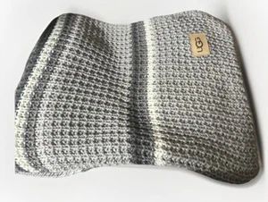 UGG Home Collection Cotton Chunky Knit Gray/Beige Striped Blanket 60x70", NWOT - Picture 1 of 5