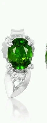 Pendientes de ley 925 de diopsido ruso y topacio blanco.  Foto 1 de 2