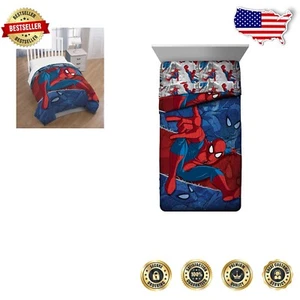 Machine Washable Kids Spiderman Comforter Set - Cozy Twin Reversible Bedding - Picture 1 of 3