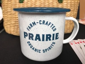PRAIRIE  Mug enamel white blue Camping Nostalgia Organic Farm Craft - Picture 1 of 4