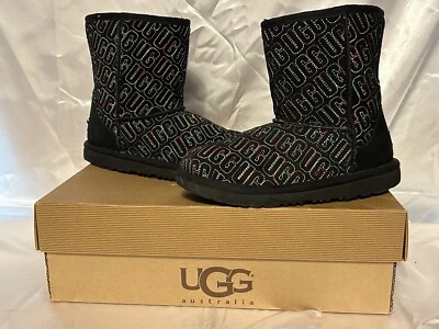 Ugg Australia Niños Niñas Negro Clásico II Gráfico Puntada Botas 1112383K Botas 4 Foto 1 de 4