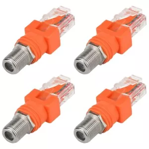 Adaptador coaxial a Ethernet, paquete de 4 convertidores coaxiales F hembra a RJ45 macho para - Imagen 1 de 6