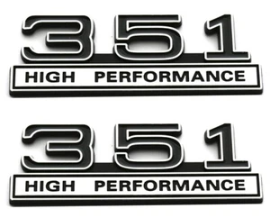2pcs 351 5.8 Liter Engine High Performance Emblems Badge 3D Decals Chrome Black - Bild 1 von 5
