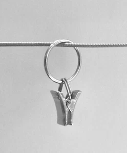 10 Metall Ringe mit Klammern für Seilspanner Gardinendekoration - Bild 1 von 2