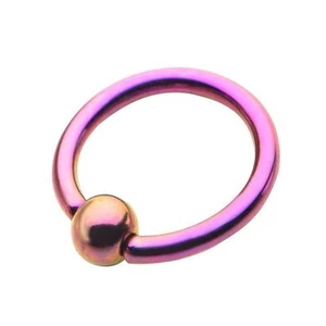Captive Lip Ear Daith Annealed 16 Gauge 5/16" Fixed 3mm Ball Purple IP * - Picture 1 of 4