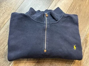 Polo Ralph Lauren Men’s 1/4 Zip Sweater 3XB Big Blue With Yellow Pony Casual - Picture 1 of 12