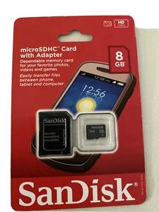 SanDisk 8GB microSDHC Card with Adapter for HD Video SDSDQM-008G - Picture 1 of 4