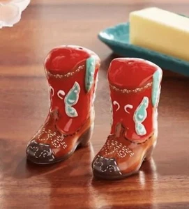 The Pioneer Woman Salt and Pepper Shakers Set, Cowboy Boots Hard to Find NEW - Picture 1 of 5