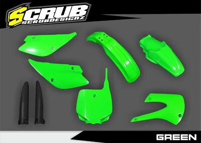 Kit de carrocería de plástico negro/blanco/verde Kawasaki KX80 KX100 1998 1999 2000 KX 80 100 Foto 1 de 4
