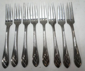 DANSK BASKETWEAVE SILVERPLATE FLATWARE SET 8 SALAD FORKS SILVERWARE 6.75in JAPAN - Picture 1 of 4