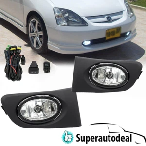 Fit 2001 2002 2003 Honda Civic Fog Lights Clear Lens Halogen Front Bumper Lamps - Bild 1 von 10
