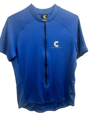 Cannondale Jersey Mens Sz M Cycling 3/4 Zip Deep Blue Made In USA pockets solid - Image 1 of 4