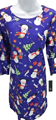 Pequeño Vestido de Navidad Vacaciones Cambio Elástico Salón Dormir Camisón Muñeco de Nieve Azul Foto 1 de 4