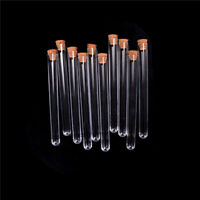 10Pcs Clear Test Tube With Cork Stoppers Cap Glass Lab Bottle Glassware 20x200mm 