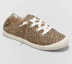 NEW Mad Love Women's Leopard Print Wide Width Lace-Up Canvas Sneaker Size 8 - Picture 1 of 1