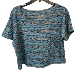 Free People Rainbow Weave Cropped Tee Size Medium Boho - Picture 1 of 4