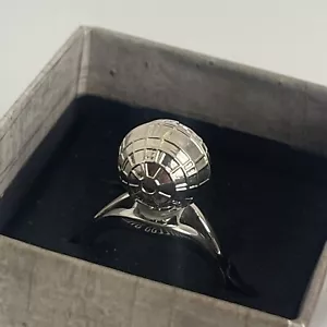 Star Wars 3D Death Star with Rhinestone Stainless Steel Ring Silver Size 7 - Picture 1 of 6