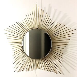 Miroir soleil hexagonal vintage en laiton