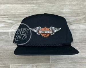 Vintage Harley Patch on Black Classic Rope Hat - Picture 1 of 1