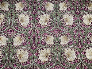 Morris & Co *PIMPERNEL* Linen in Aubergine/Olive 1.3 Metres £128 PM - Picture 1 of 7