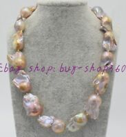 HUGE 15-25MM SOUTH SEA GENUINE WHITE BAROQUE PEARL NECKLACE 35 INCH 