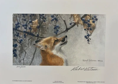 Robert BATEMAN "Zorro y Uvas" Edición Limitada Impresión Artística con Certificado de Autenticidad NUEVO Raro Foto 1 de 4