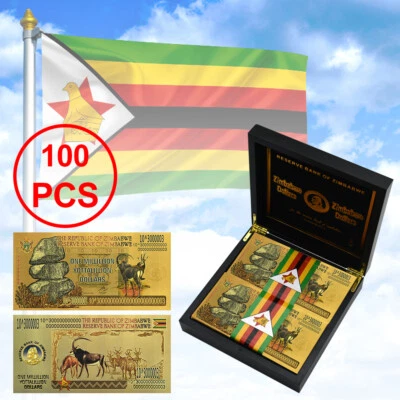 Zimbabwe One Millillion Yottalillion Dollars Gold Foil Plastic Banknotes 100pcs - Image 1 of 4