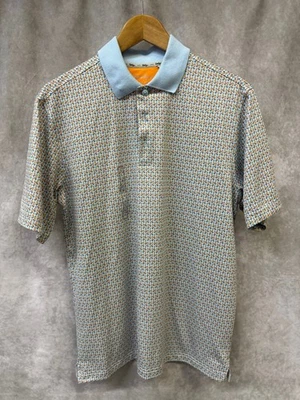 Walter Hagen Clubhouse 19 孔 Polo 十九蓝色橙色男式小号高尔夫 Polo 衫 — 第 1/3 张图片