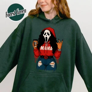 Sudadera Spooky Mama Ghostface Halloween Café Terror Película Gráfica Sudadera con Capucha - Imagen 1 de 7