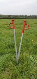Mooring Stake Pin Heavy Duty Galvanised 20mmx600mm Canal River Boat Red X 2 - Picture 1 of 4