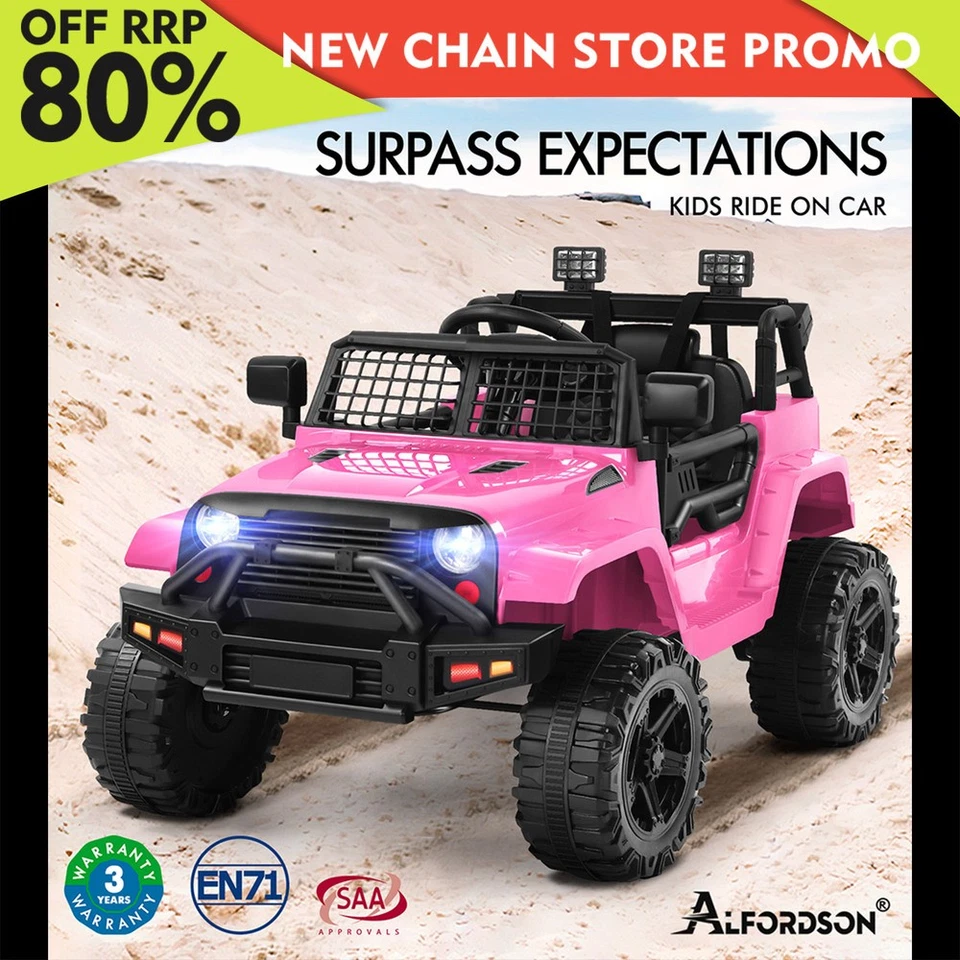 ALFORDSON Kids Ride On Car Toy Jeep Electric 12V 70W Motors R/C LED Lights Pink