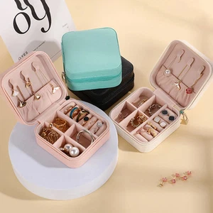 Mini-Schmuck-Aufbewahrungsbox, tragbar, für Zuhause, Reisen, Ohrringe, Halskette - Picture 1 of 11